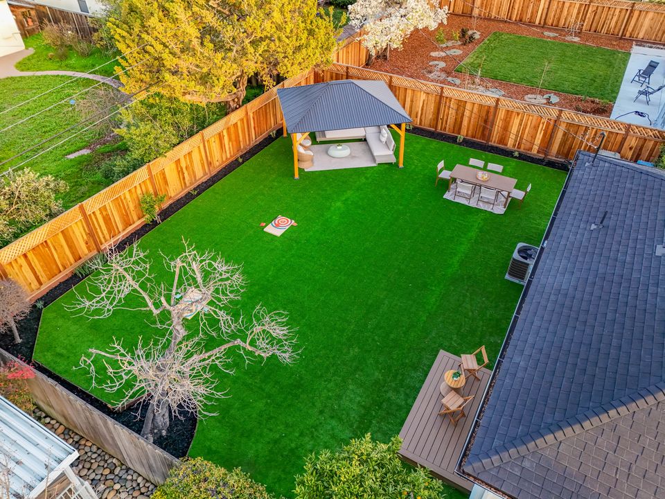 New backyard with turf and pavilion, Redwood City